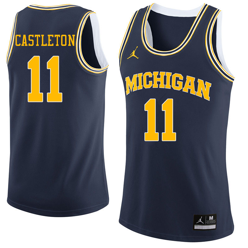 Jordan Brand Men #11 Colin Castleton Michigan Wolverines College Basketball Jerseys Sale-Navy - Click Image to Close